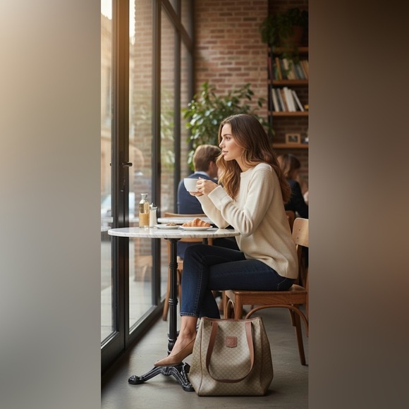 Vintage Celine Macadam Tote Bag Triomphe - Picture 3 of 12